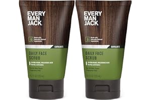 Every Man Jack Gentle Exfoliating Face Scrub For Men- Exfoliate Away Dead Skin, Moisturize, and Revive Tired Skin with Jojoba Beads, Hyaluronic Acid, and Caffeine - 4.2 oz Men’s Face Scrub -Twin Pack