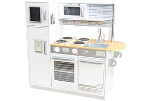 KidKraft Uptown White Wooden Play Kitchen with Play Phone, Chalkboard & Towel Rack, Gift for Ages 3+