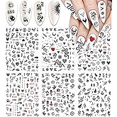 Snake Nail Art Stickers Decals Nail Art Supplies 3D Self Adhesive Nail Stickers Dark Skull Heart Cupid Angel Lips Ghost Nail Decals for Acrylic Nails Designs Manicure Tips Decoration (6 Sheets)