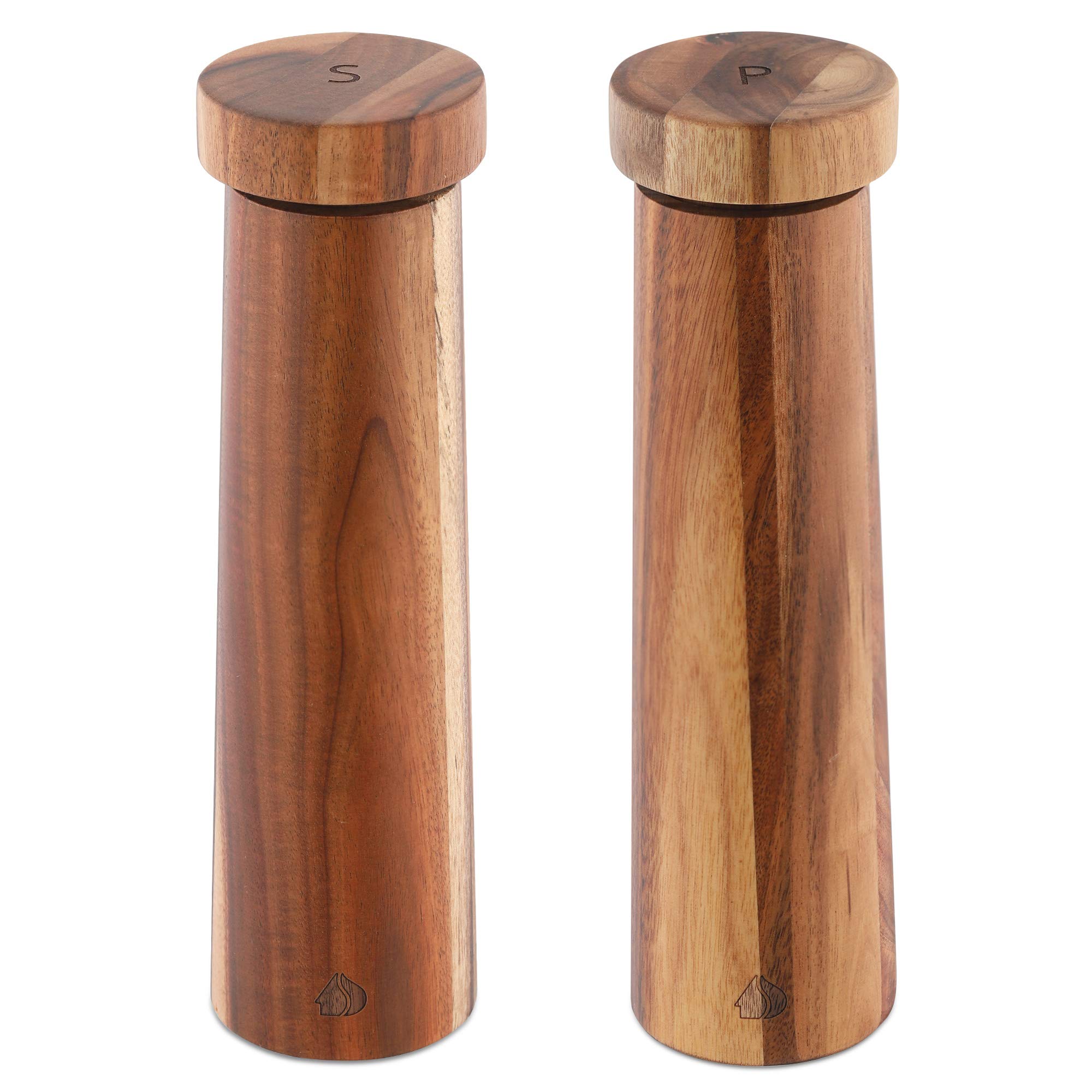 Navaris Salt and Pepper Mill Set - Adjustable Acacia Wood Salt and Pepper Grinders Shakers with Ceramic Grinding Core for Home, Restaurants - Design 1 — image 1