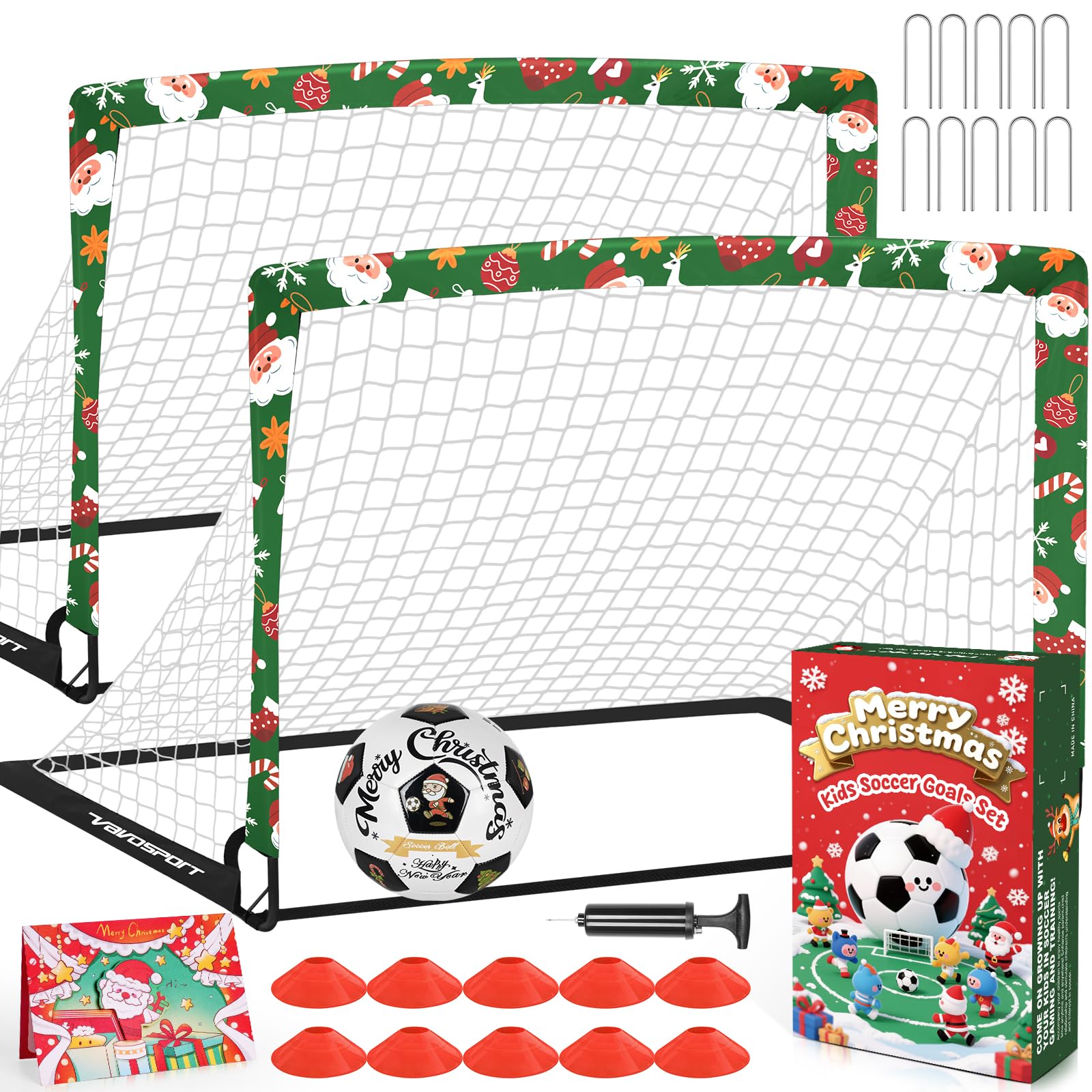 Kids Soccer Goals for Backyard Set - 2 of 4' x 3' Portable Soccer Goal Training Equipment, Pop Up Toddler Soccer Net with Soccer Ball, Soccer Set for Kids and Youth Games, Sports Image