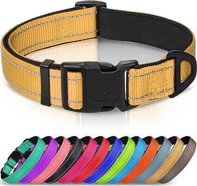 Joytale Reflective Dog Collar Soft Neoprene Padded Nylon Small Khaki