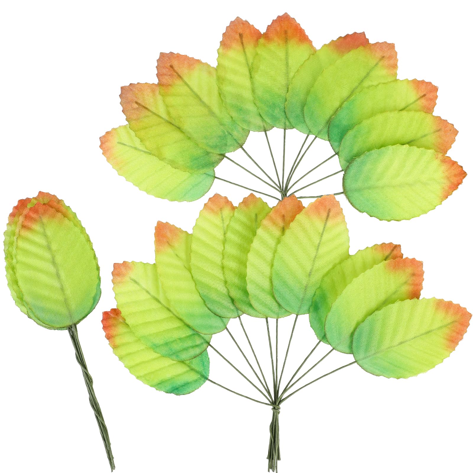 MWOOT 200Pcs Artificial Rose Leaves, Fake Single Leaf for Crafts, Green Faux Silk Leaves for DIY Bouquet Wreaths Wedding Party Festival Christmas Decoration, Wired Green Leaves