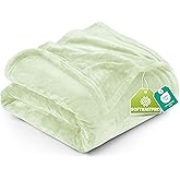 Utopia Bedding Fleece Blanket Queen Size Sage Green 300GSM Luxury Fuzzy Soft Anti-Static Microfiber Bed Blanket (90x90 Inch)