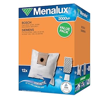 Menalux 2000VP Vorteilspack für Bosch BSGL5 und Siemens VSZ6, 12x Beutel, 1x Hygiene Filter H12, 3x Microfilter