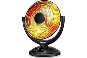 Kismile Oscillating Parabolic Space Heater with Thermostat and Timer, Radiant Dish Heater with Tip-Over and Overheating Protection For Indoor Use, 800w