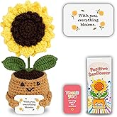 THEGIFTY Emotional Support Crochet Sunflower Doll – Handmade Thank You Gift for Women, Teachers, Moms, Friends – Positive Affirmation Flower Pot for Appreciation, Encouragement