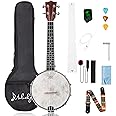 Mulucky 4 String Banjolele, Banjo Ukulele Concert Size 23 Inch with Remo Head, Closed Solid Wood Back, Beginner Kit with Truss Rod Gig Bag Tuner String Strap Picks, MBU-803