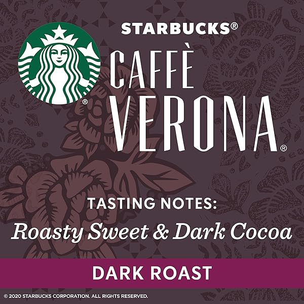 STARBUCKS DARK ROAST K-CUP COFFEE PODS — CAFFÈ VERONA FOR KEURIG BREWERS — 1 BOX (10 PODS)