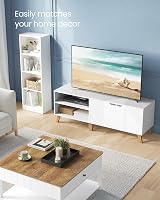 VASAGLE TV Unit 140 cm White for up to 65 inch TVs with 2 Doors view 3