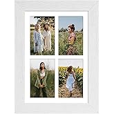 Gaevuian 9x13 Picture Frame Display 4 opening 4X6 Picture Frame Collage,Multi Photo Frame with Mat,Plexiglass,Wall or Tabletop Decor,Distressed White Wood Grain