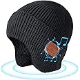 Bluetooth Beanie Hat with Headphones, Wireless Winter Hat Built-in Microphone and Stereo Speakers (Black)