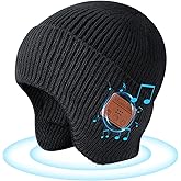 Bluetooth Beanie Hat with Headphones, Wireless Winter Hat Built in Microphone and Stereo Speakers (Black)