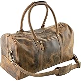 Leather Duffle Bag for Men & Women - Buffalo Leather Bag - Rustic Weekender Bag