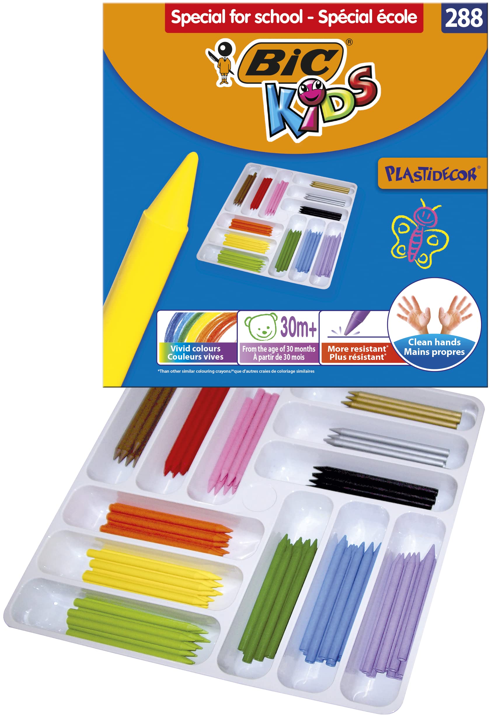 BIC Kids Plastidecor Colouring Crayons - Assorted Colours, Classpack of 288 — image 1
