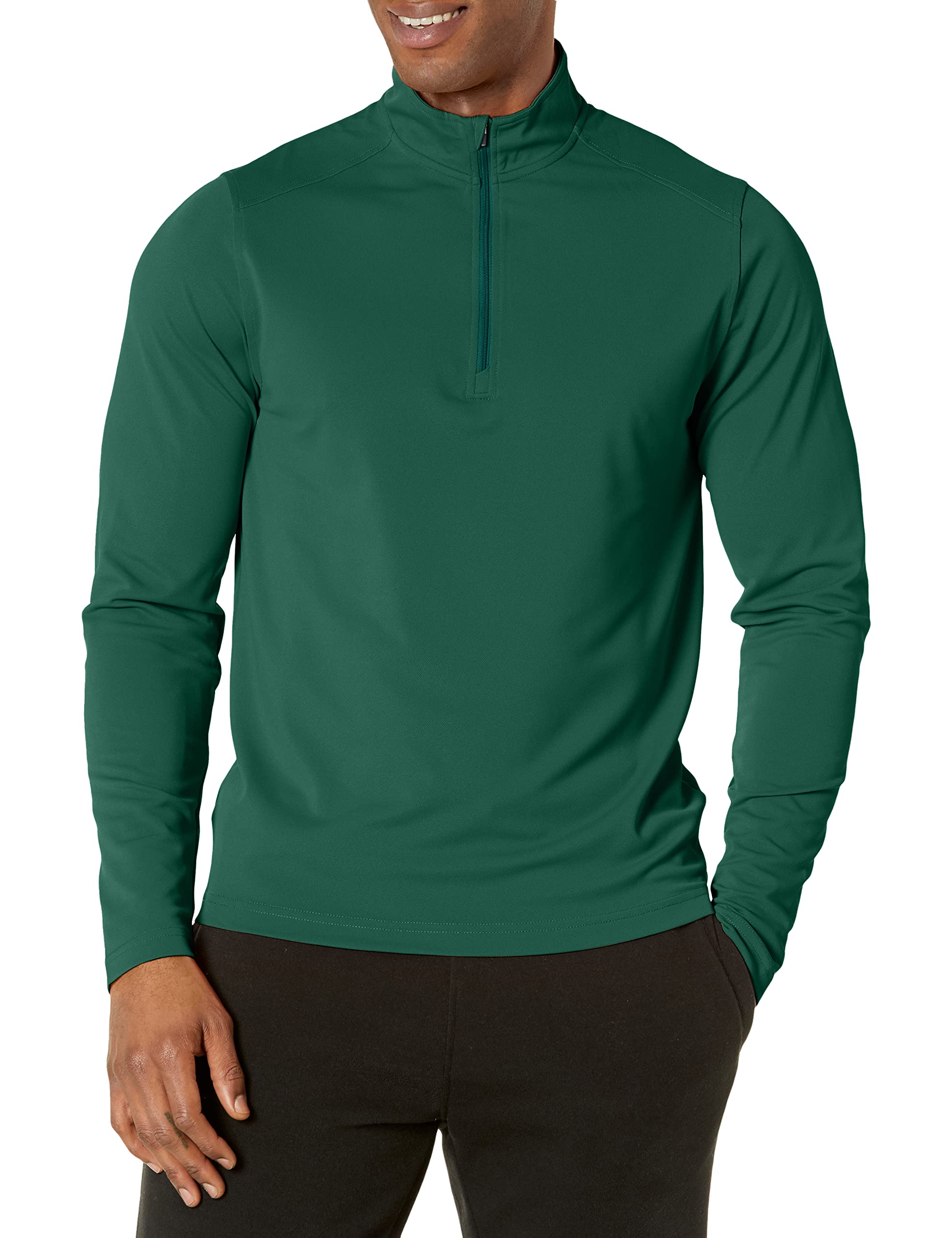 Cutter & Buck Men’s Long Sleeve Virtue Eco Pique Recycled Quarter Zip Overknit, Hunter, S