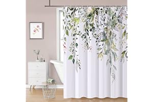 REZAYMRS Floral Shower Curtain with 12 Hooks, 72''x72'' Waterproof Polyester Fabric Shower Curtains for Bathroom, Weighted He