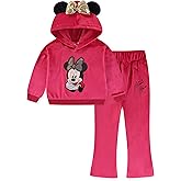 Disney Minnie Mouse Lilo and Stitch Girls 2 Piece Velour Hoodie with Ears and Pants Set for Toddlers and Big Kids