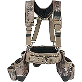 MELOTOUGH Camo Tool Belt with Suspenders Camouflage Tool Bag Supenders Framers Comb Apron Tool Belt Construction Tool Pouch Suspenders Heavy Duty Carpenter Suspension Rig for Electrician