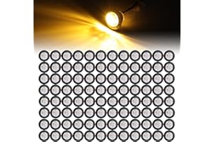 Ledvillage 100 Pcs 3/4 Inch Mini Round Clear Lens Amber LED Bullet Shape Side Marker Lights w/Grommet Trailer Truck RV Lamp Brake Turn Stop Reverse Tail Lights 12V DC