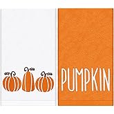 JarThenaAMCS 2Pcs Fall Pumpkin Hand Towels Embroidered Cotton Bathroom Towel Absorbent Bath Towel for Autumn Thanksgiving Harvest Hand Drying Cleaning Cooking, 29.5 x 13.7 Inch