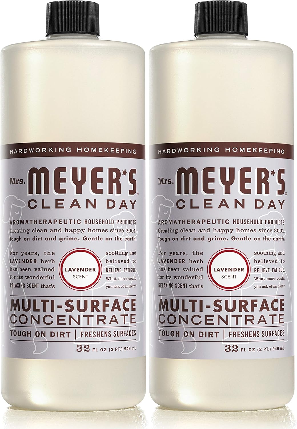 Mrs. Meyer's Clean Day Multi-Surface Cleaner Concentrate, Use to Clean Floors, Tile, Counters,Lavender Scent, 32 oz- Pack of 2: Health & Personal Care