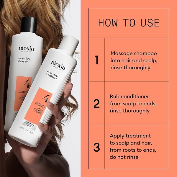 NIOXIN SCALP + HAIR THICKENING SYSTEM 4 |FOR COLORED OR DAMAGED HAIR WITH PROGRESSED THINNING| WITH NIACINAMIDE AND BIOTIN | FULL SIZE| 3 MONTH SUPPLY