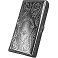 Retro Cigarette Case Victorian Style Metal Holder for Regular, King,100's, 120's Size Credit Card Holder, Etched Pattern (Super Tall 120's, Etched Silver)
