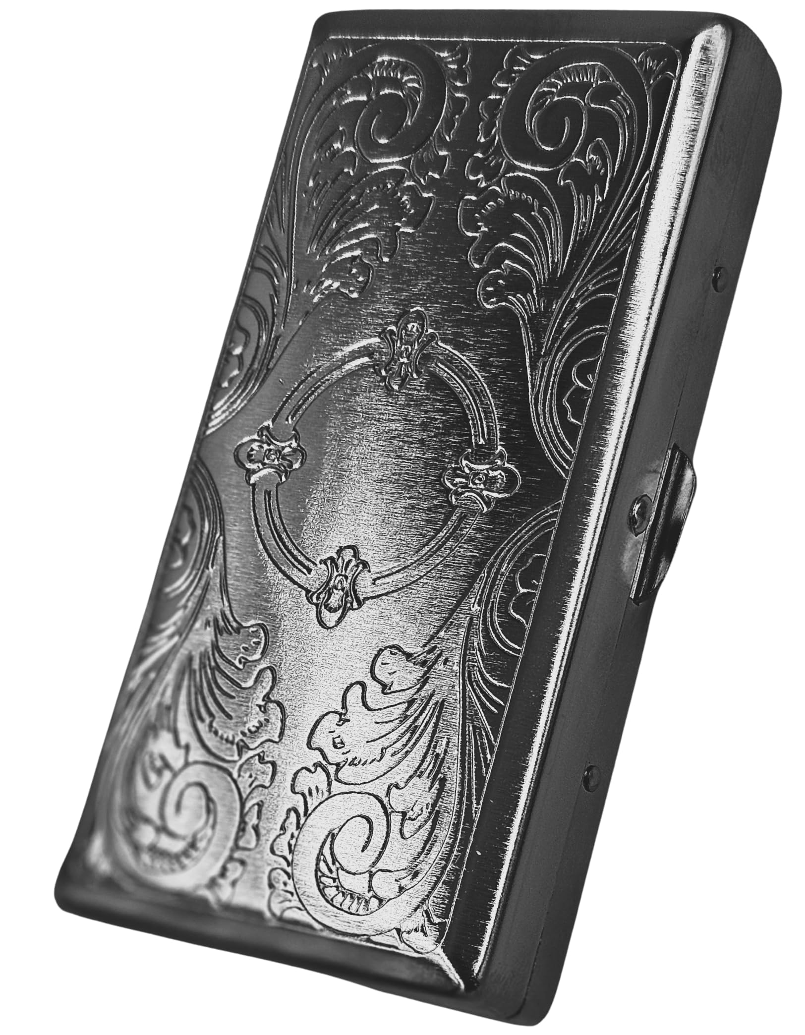 Cigarette Case Victorian Style Metal Holder for Regular, King and 100's  Size Pocket Protective Security Wallet (ES100, Silver) in Dubai - UAE