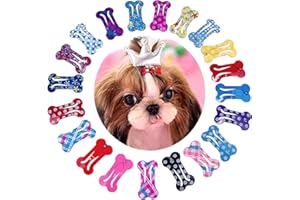 PET SHOW Cute 1" Small Bone Snap Hair Clips Pet Grooming Products Dog Cat Puppy Hair Accessories Random Color Pack of 20