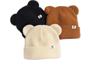 FURTALK Baby Beanie Winter Hat with Bear Ear for Infant Toddler Boys Girls Soft Knitted Skull Cap