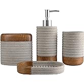 Hymmah Bathroom Accessories Set,Toothbrush Holder,Farmhouse Bathroom Decor,4 Pcs Resin Gift Set Apartment Necessities, Contain Toothbrush Cup,Soap Dispenser,Soap Dish,Tumbler