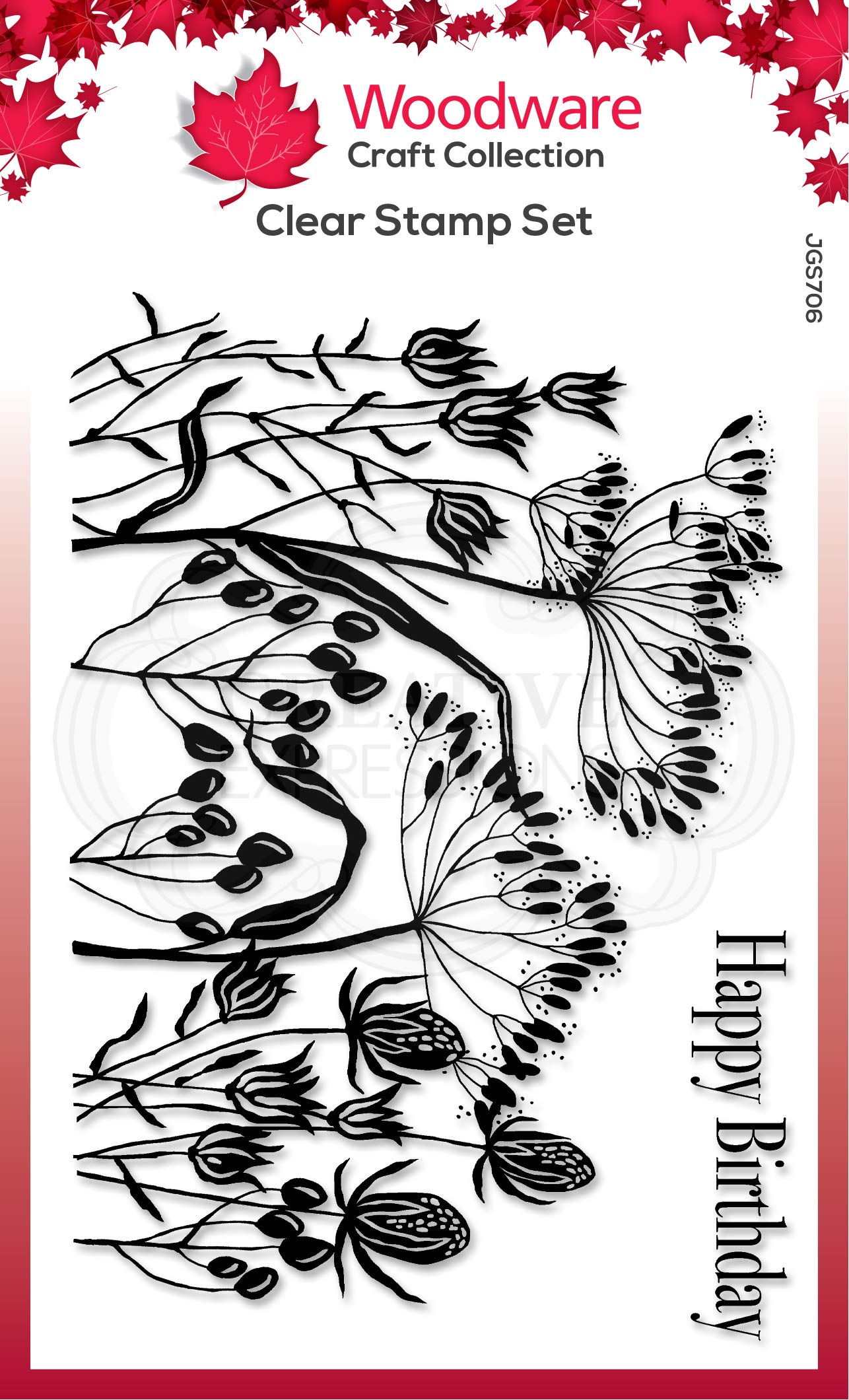 Woodware Jane Gill-Clear Magic Stamp Set-Seed Pods and Stems, 4 x 6 inches Transparent