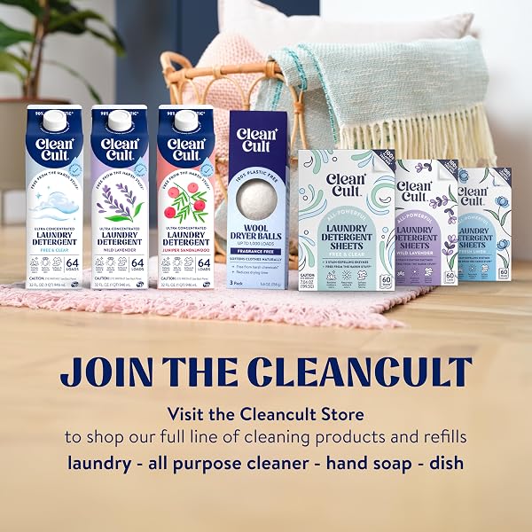 CLEANCULT LAUNDRY DETERGENT SHEETS – RESEALABLE BOX – 3 STAIN FIGHTING ENZYMES – JUNIPER SANDALWOOD – 60 LOADS – FREE OF HARSH CHEMICALS – NO MESS – NO PLASTIC WASTE