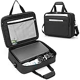 samdew Mobile Printer Storage Bag Compatible with HP Tango/Tango X, HP Officejet 250/200, Portable Printer Carrying Case for Travel, with Laptop Layer(up to 14"), Shoulder & Trolley Strap, Bag Only