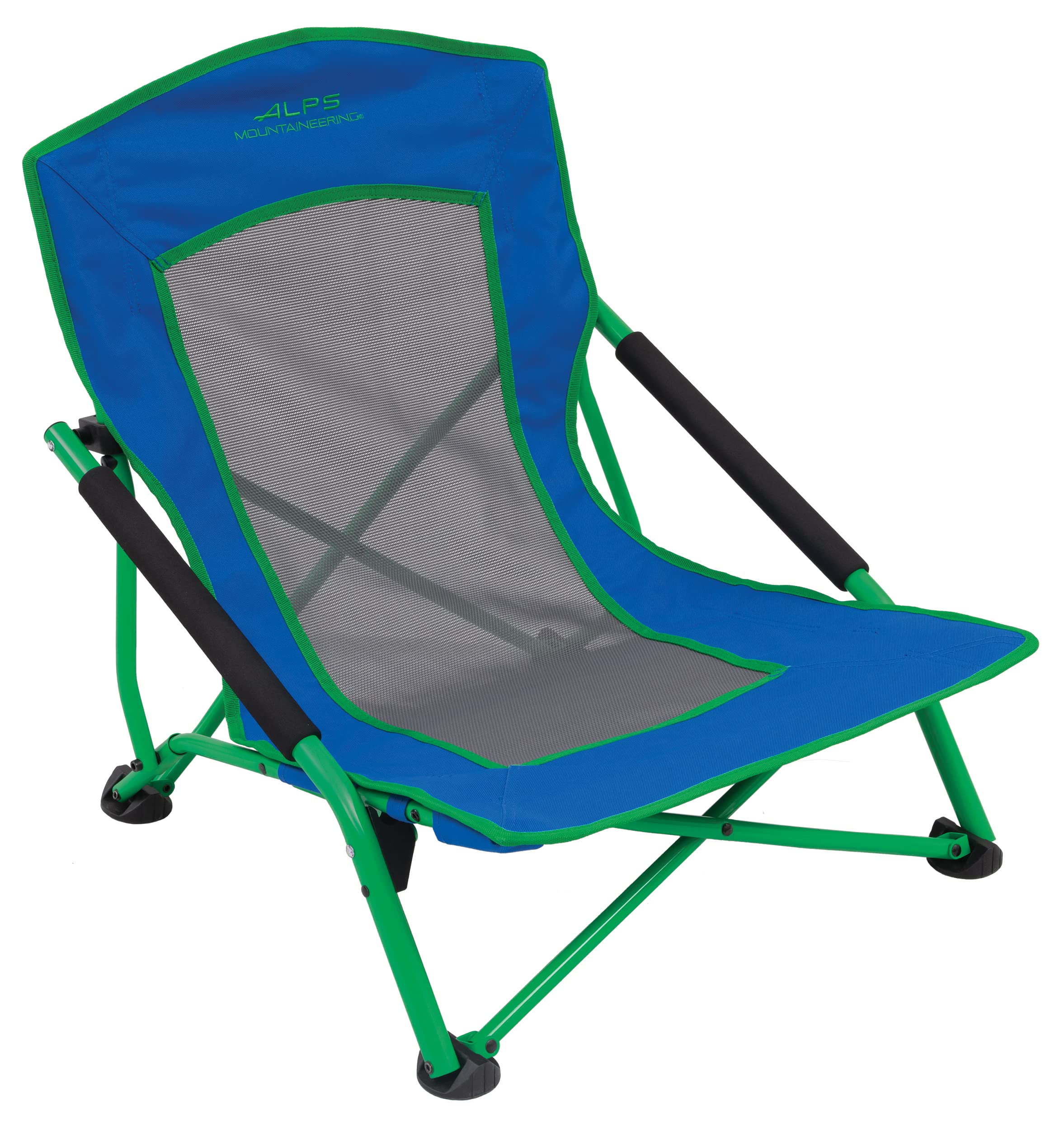 Photo 1 of ALPS Mountaineering Rendezvous Low Camping Chairs for Adults with Arms, Cool Mesh Center, Powder Coated Steel Frame, Compact Folding Design and Carry Bag, Blue/Green