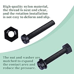 Pzsmocn 150 Pieces/50 Sets M8*60 mm Plastic Black