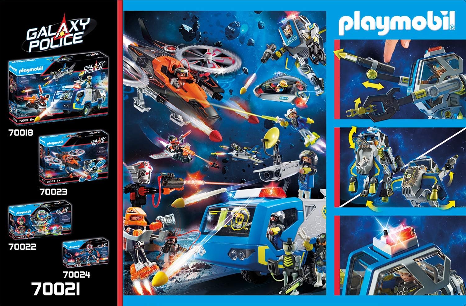 Playmobil Galaxy Police Police Roboter Mit Lichteffekt Ab 5 Jahren Amazon De Spielzeug