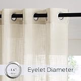 PONY DANCE Sheer Curtains 52x84 Beige Linen Textured Voile 2 Panels view 6