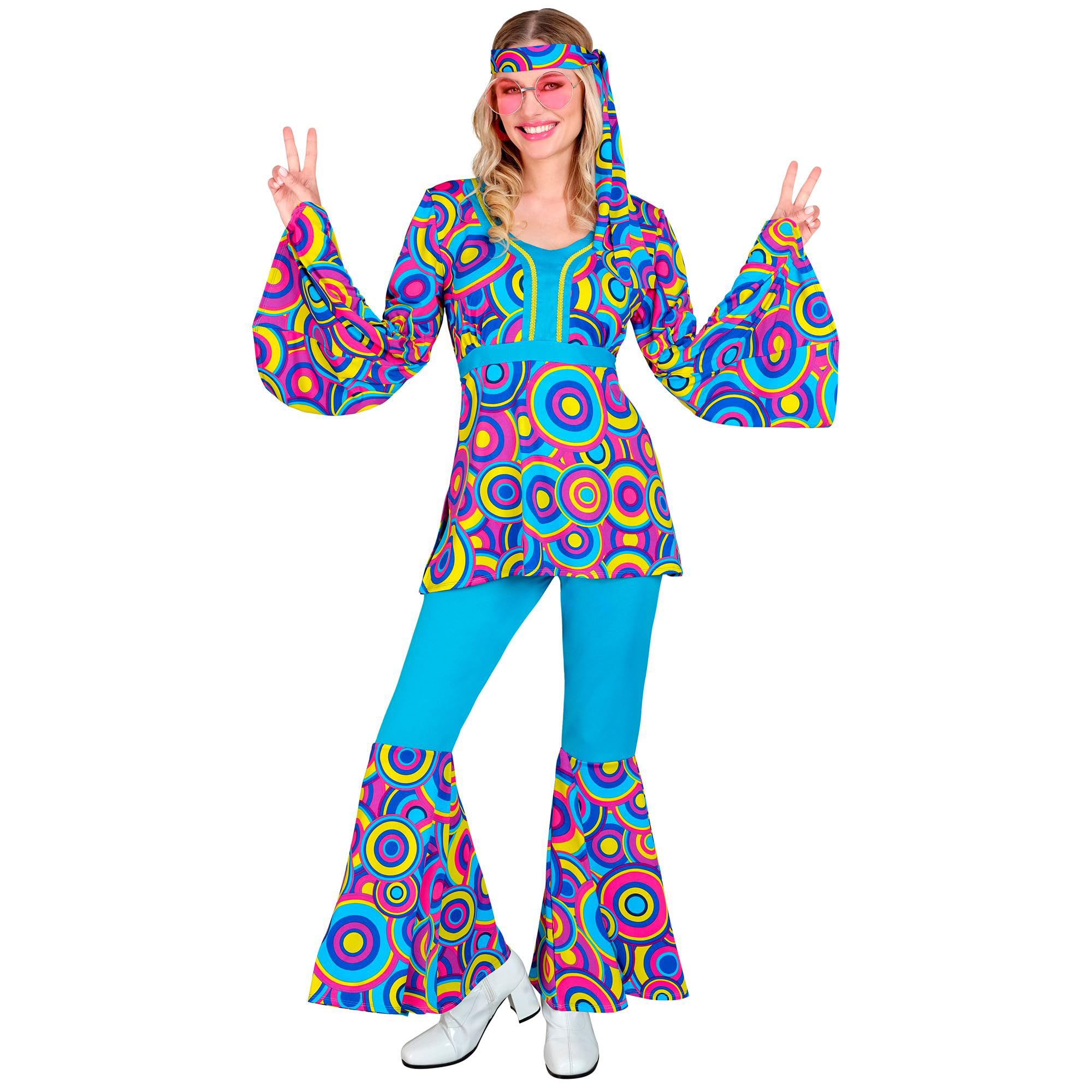 Widmann W Milano Party Fashion Costume 70s Groovy Style, Reggae, Hippie, Flower Power, Disco Fever, Fancy Dress Costumes