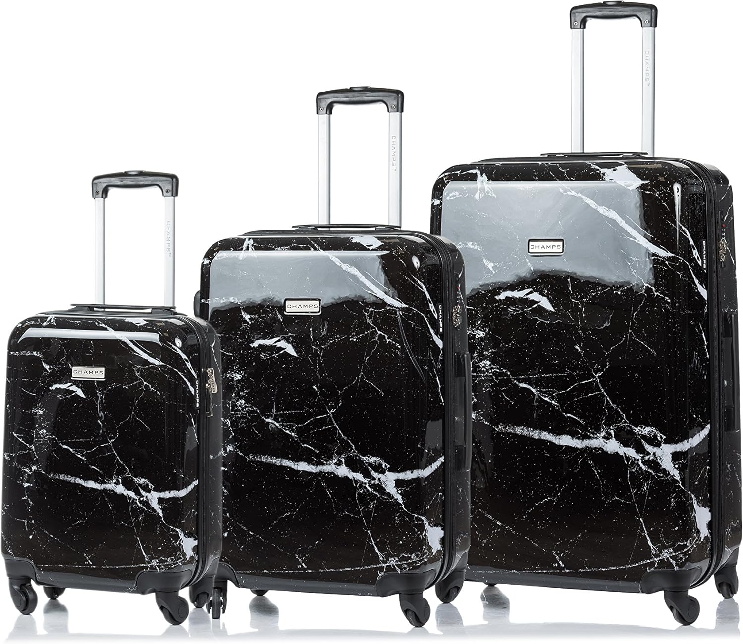 CHAMPS 'Carrera Collection' 3Piece Expandable HARDSIDE Spinner Luggage Set (Black) Amazon.ca