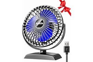 AaoLin Desk Fan, USB Small Fans with 3 Speeds Strong Airflow, Quiet Portable, 360° Rotation Personal Table Fan for Home,Office, Bedroom Desktop