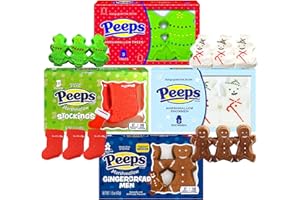 NEEDZO Peeps Marshmallow Candy Christmas Packs, Sugar Coated Character Shaped Marshmallows (Pack of 4)