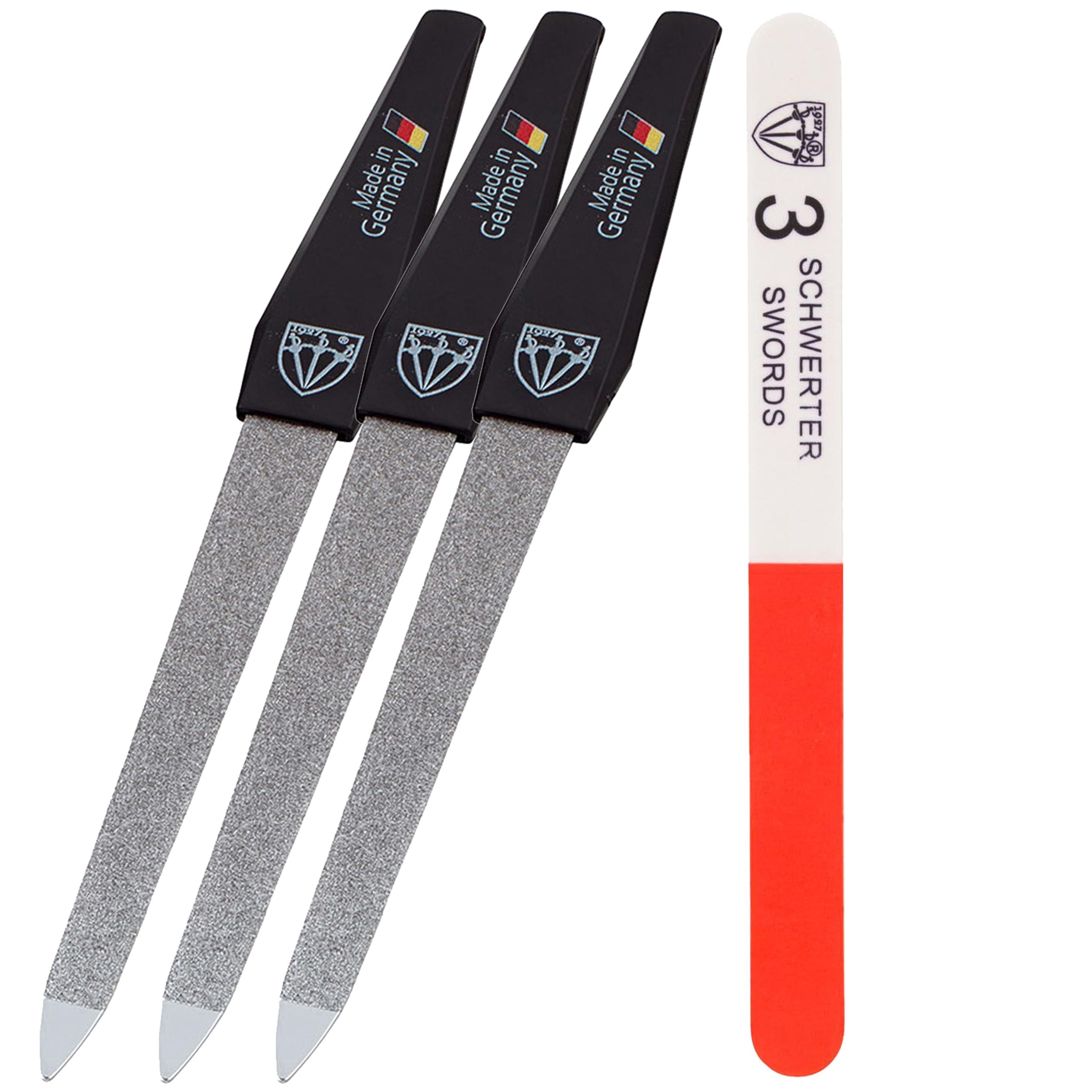 3 Swords Germany - Sapphire Metal Nail File 3 Pieces with 1 PIECE 3-Way Nail Buffer – Nail Care for You Made in Germany