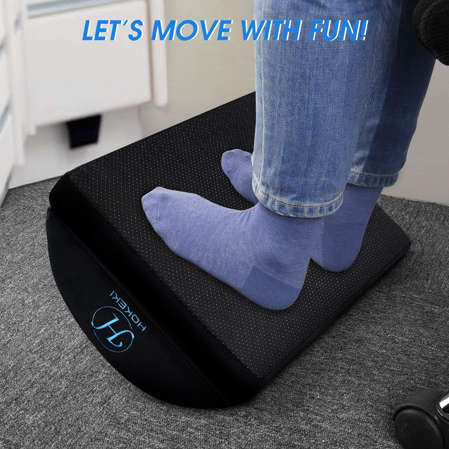 HOKEKI Upgraded Foot Rest Under Desk with Adjustable Height, Soft Yet Firm Foam Velvet Footrest Cushion, Foot Stool Rocker Pillow for Home, Office, Car, Airplane to Relieve Lumbar, Back, Knee Pain: Home & Kitchen