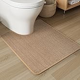 PADOOR Braided Toilet Rugs U Shaped, Non Slip Toilet Mats for Bathroom Floor Machine Washable Super Absorbent Contour Bath Rugs for Toilet Mat Quick Dry U Shaped Toilet Rug, 20''x24'' Beige