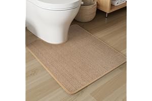 PADOOR Braided Toilet Rugs U Shaped, Non Slip Toilet Mats for Bathroom Floor Machine Washable Super Absorbent Contour Bath Rugs for Toilet Mat Quick Dry U Shaped Toilet Rug, 20''x24'' Beige