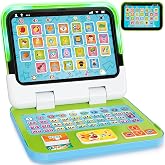 Toy Laptop Tablet for Ages 1-3, 2-in-1 Toy Computer Learning Toys | Educational Toys with Lights Sounds for 12-18 Months, 1st Christmas Birthday Travel Gifts for Boys Girls 1 2 3 Year Old
