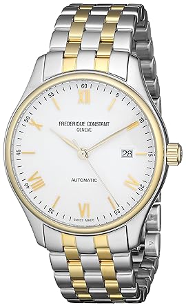 Frederique Constant Mens FC- 303WN5B3B Index White Dial Two Tone Stainless Steel Swiss Automatic Watch