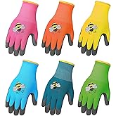 Joottuan 6 Pairs Kids Gardening Gloves Yard Work Gloves Children Soft Safety Rubber Coated Gloves for Toddlers Youth Girls Boys Children (Medium (Age 6-8))